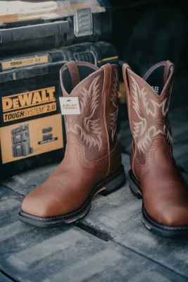Bottes De Travail Western Ariat Sierra En Cuir Marron - Homme, Pointure 7.5 M