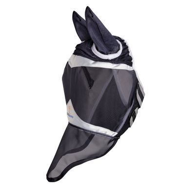 Shires Masque anti-mouches en maille pour cheval avec oreilles Protection UV Noir : Shires Equestrian Inc