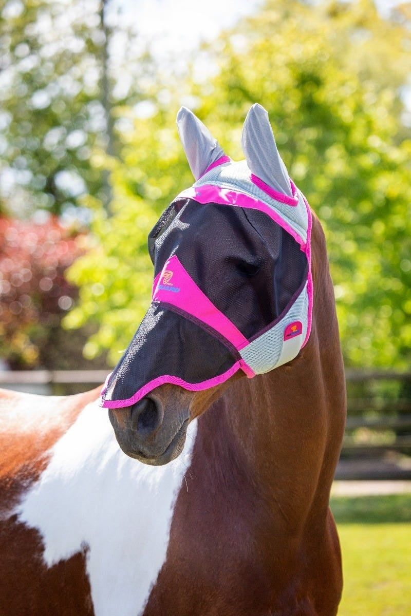 SHIRES EQUESTRIAN - FlyGuard Pro Air Motion Fly Mask w/Ears &amp; Nose, Size: Cob