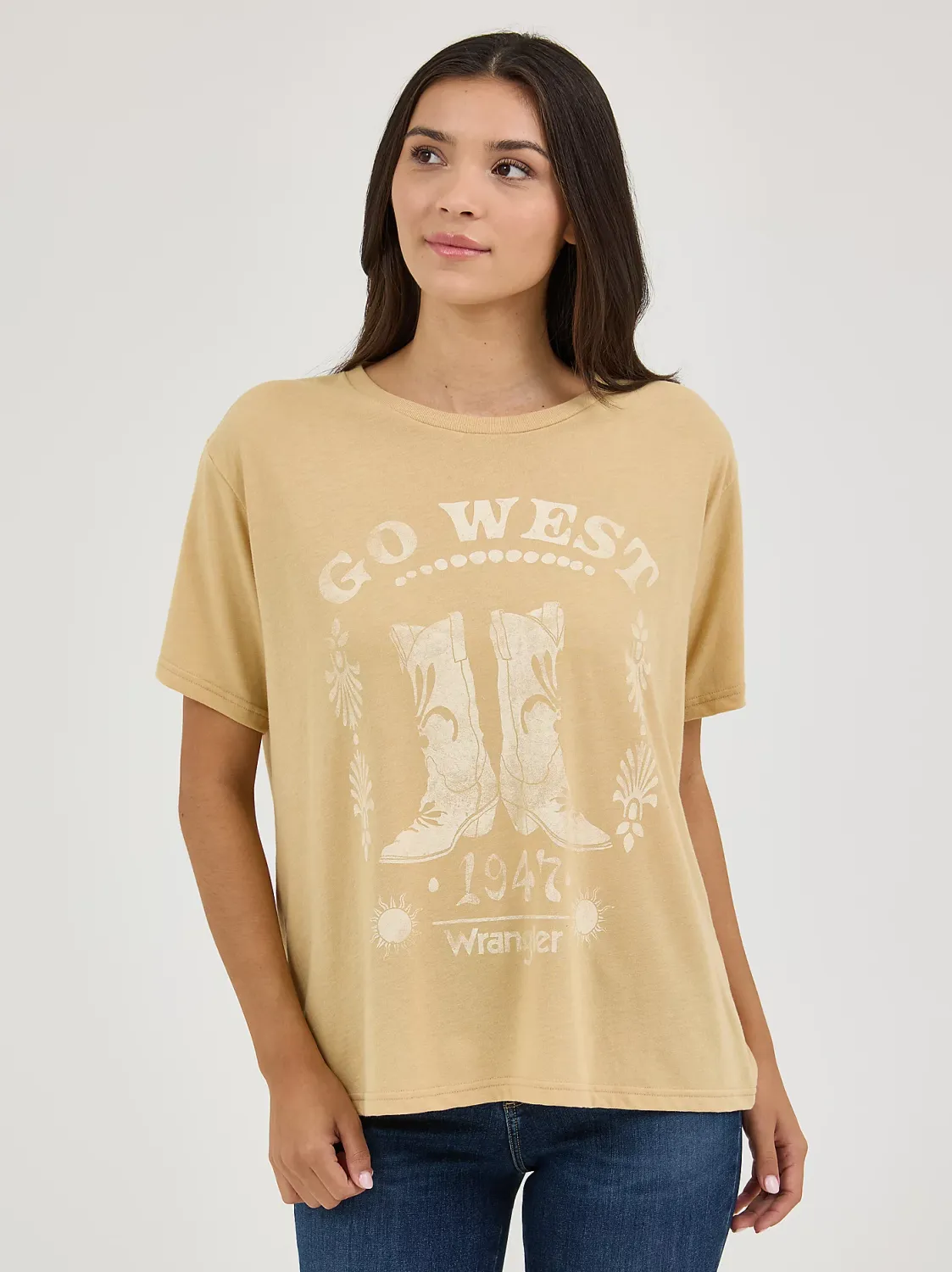 WRANGLER - Western Go West 1947 Tan T-Shirt, Size: XSmall