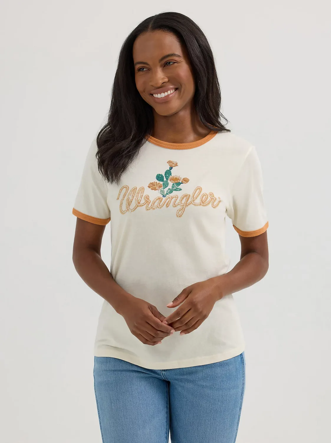 WRANGLER - Caramel Graphic Ringer Tee, Size: XSmall