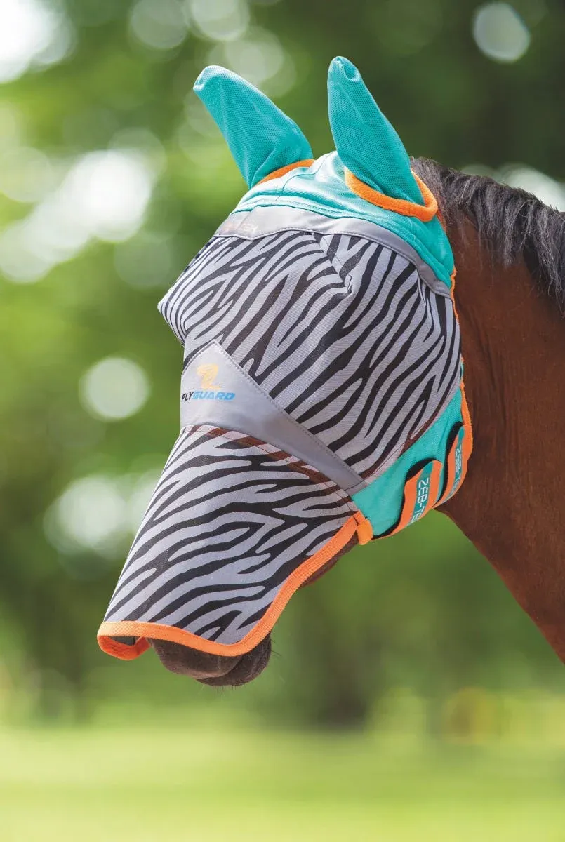 SHIRES EQUESTRIAN - MFlyGuard Pro Zeb-Tek Fly Mask w/ Ears &amp; Nose, Size: Cob