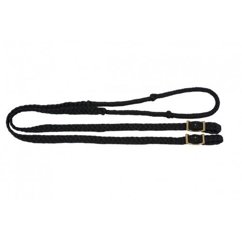 WESTERN RAWHIDE - Rêne de barils tressée, Couleur: Noir