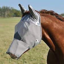CASHEL - Grey Crusader Fly Mask w/Ears &amp; Nose, Size: Warmblood