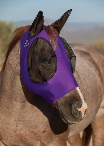 PROFESSIONAL&#39;S CHOICE - Lycra Purple Fly Mask, Size: Poney