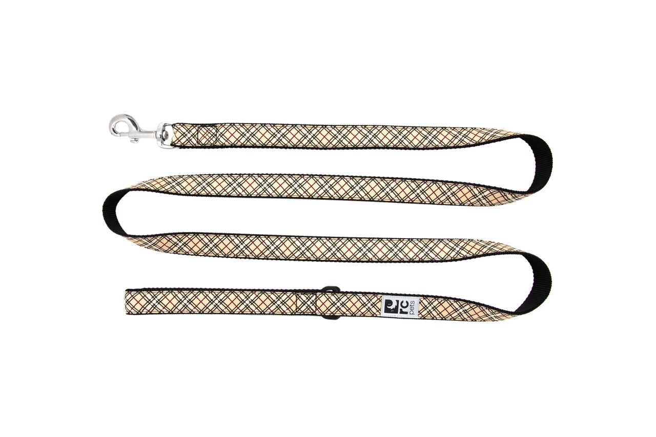 RC PETS - Tan Tartan Nylon Dog Leash, Size: 1/2&#39;&#39;x 6&#39;