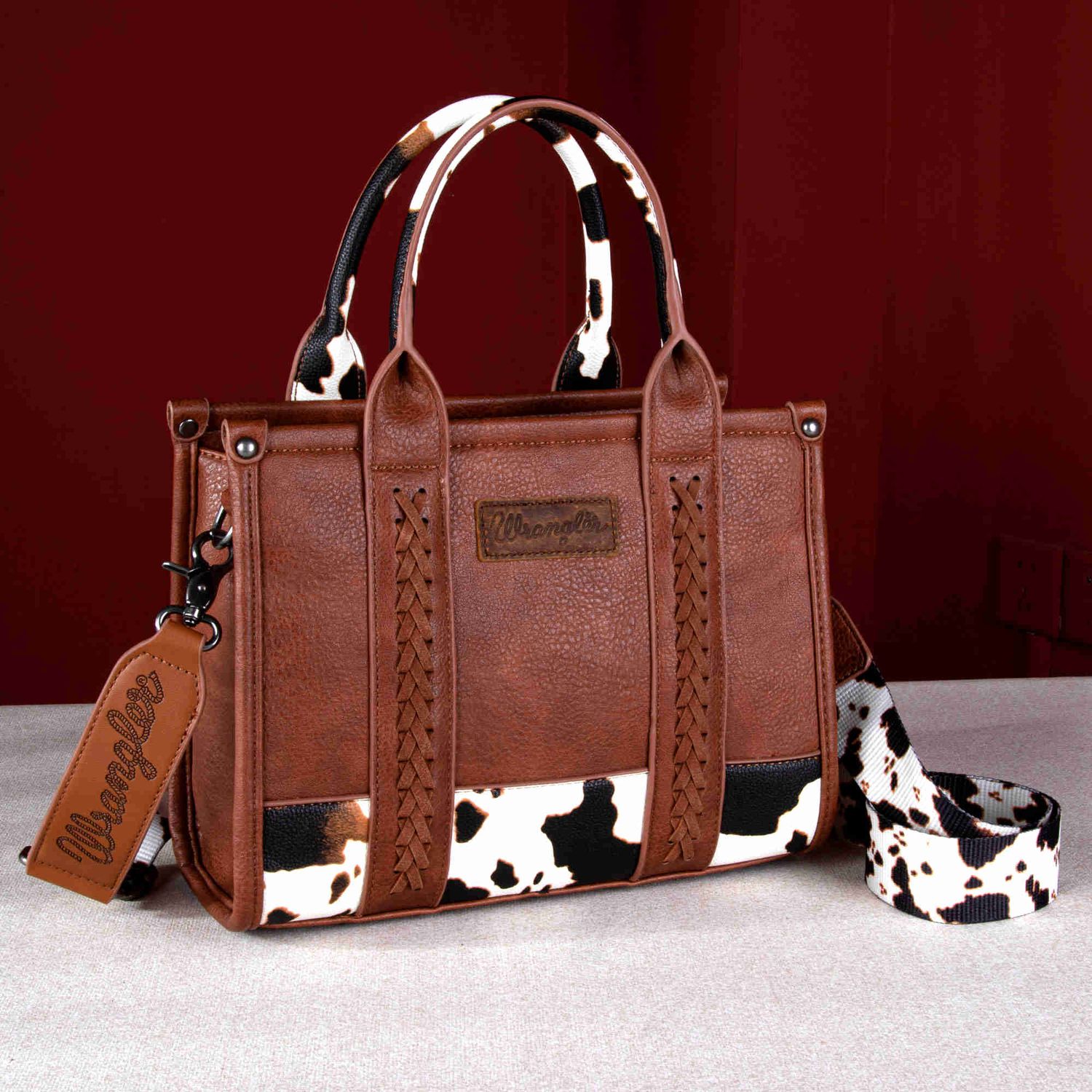 WRANGLER - CowPrint Concealed Carry Tote / Crossbody, Size: 11.75&#39;&#39; x 5&#39;&#39; x 9&#39;&#39;