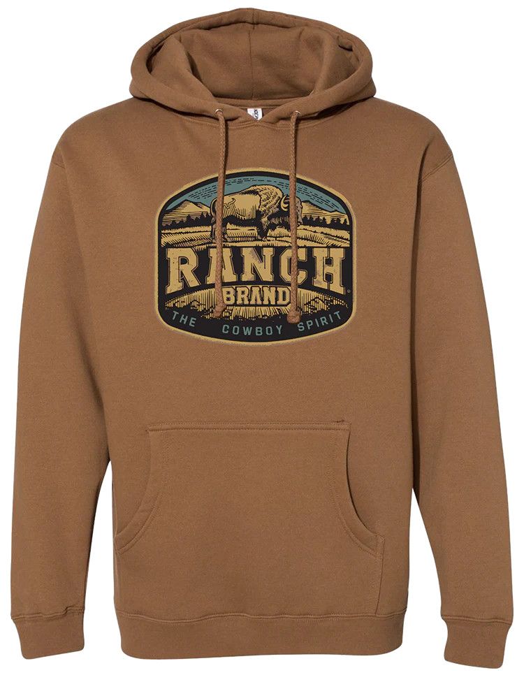 RANCH BRAND - Bison 2 Unisex Long Sleeves Saddle Hoodie, Size: Medium