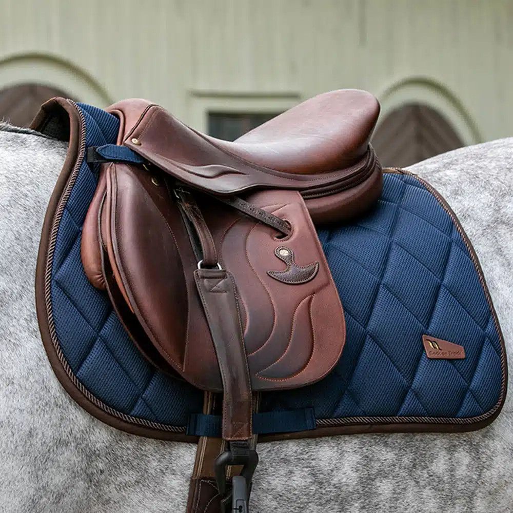 BACK ON TRACK - Brown and Navy AirFlow Saddle Pad, Size: Full