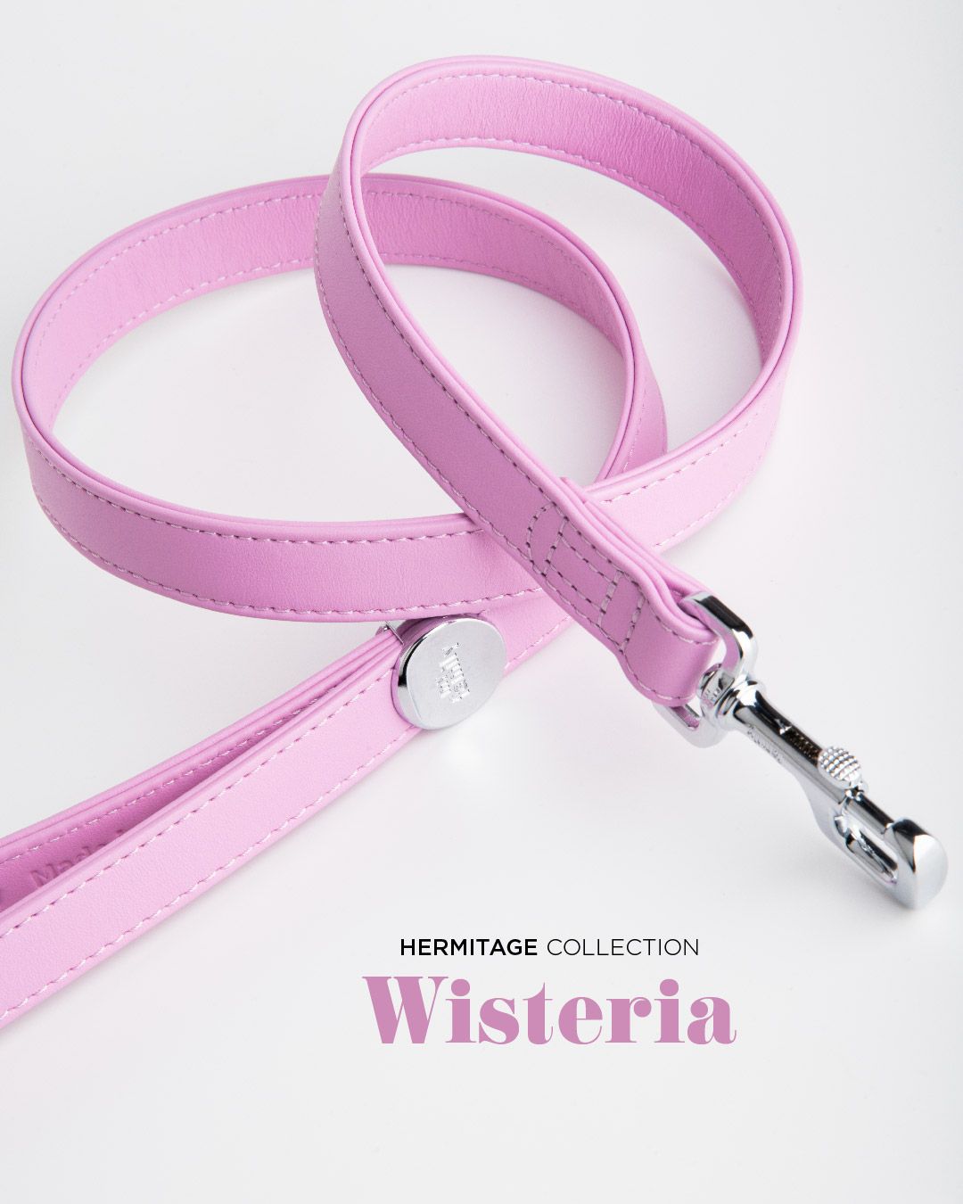 MYFAMILY - Wisteria Hermitage Leash in Genuine Italian Leather, Size: S-110 / 1.6