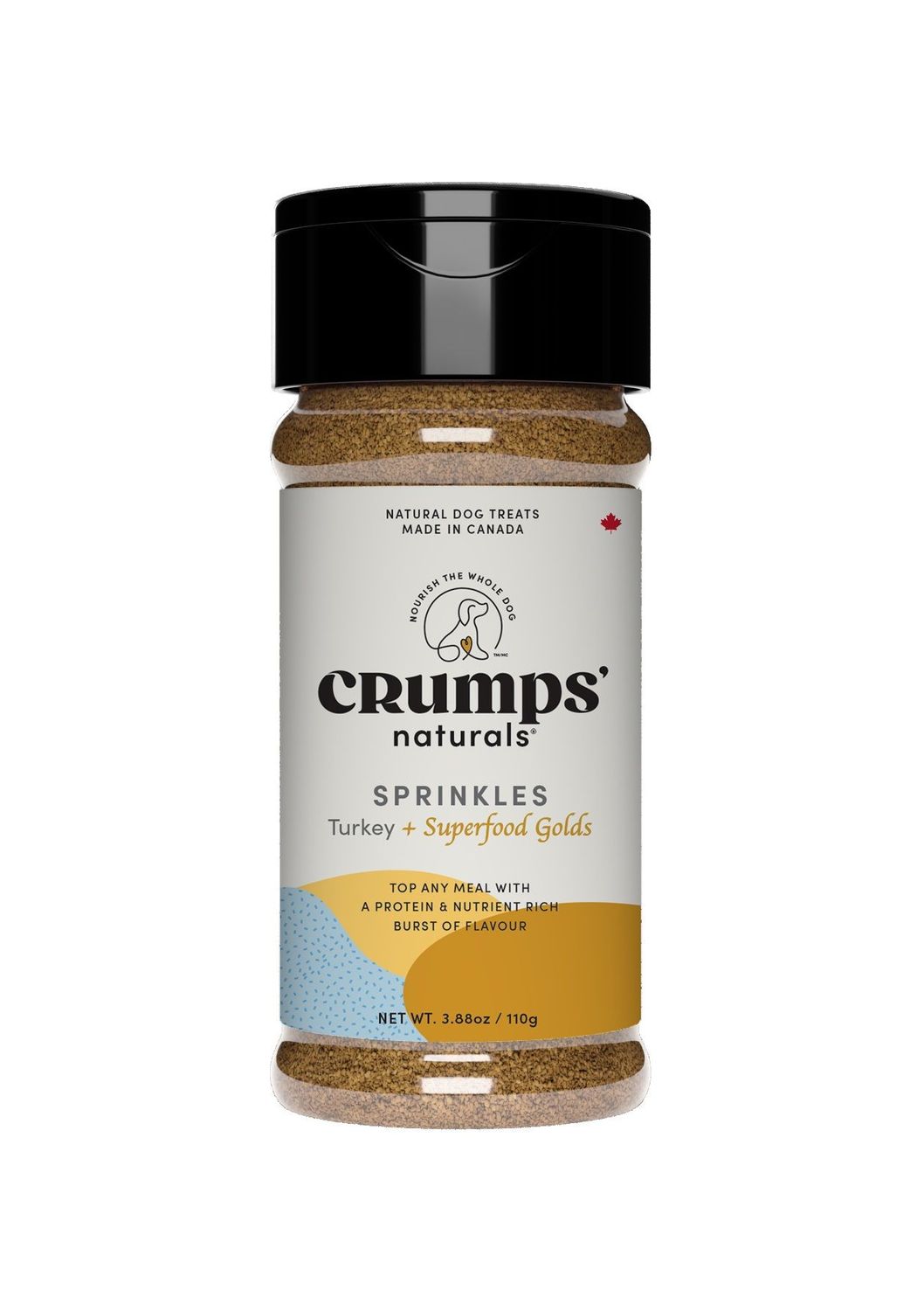 CRUMPS&#39; NATURALS - Turkey + Superfood Gold Sprinkles Dog Food Topper, Size: 110g