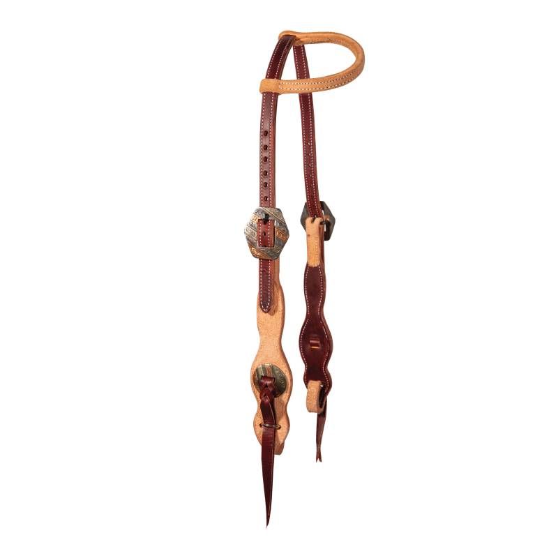 PROFESSIONAL&#39;S CHOICE - Two Tone Tassel Quick Change Single Ear Headstall, Colour: Dark Brown