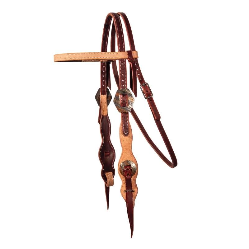 PROFESSIONAL&#39;S CHOICE - Two Tone Tassel Quick Change Browband Headstall, Colour: Dark Brown