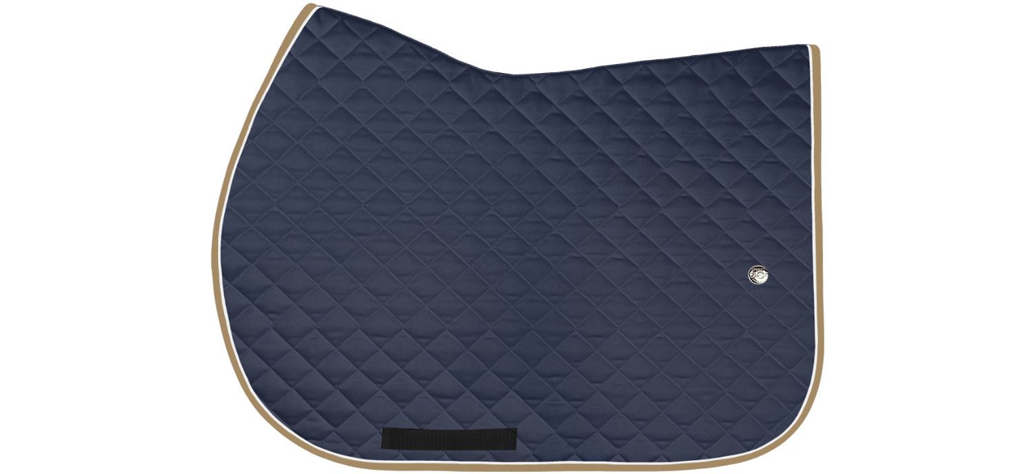 OGILVY EQUESTRIAN - Navy - White - Tan Jumper Profile Pad, Piping: Tan, Binding: Blanc