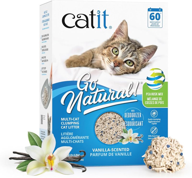 CATIT - Go Natural Vanilla-Scented Pea Husk Clumping Multi-Cat Litter