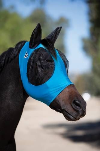 PROFESSIONAL&#39;S CHOICE - Pacific Blue Comfort Fit Lycra Fly Mask, Size: Poney