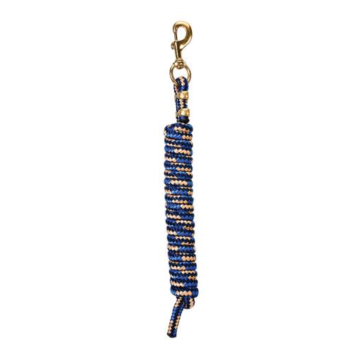 WEAVER - Poly Lead Diamond Rope with Brass Snap, Color: Marine/Bleu/Tan
