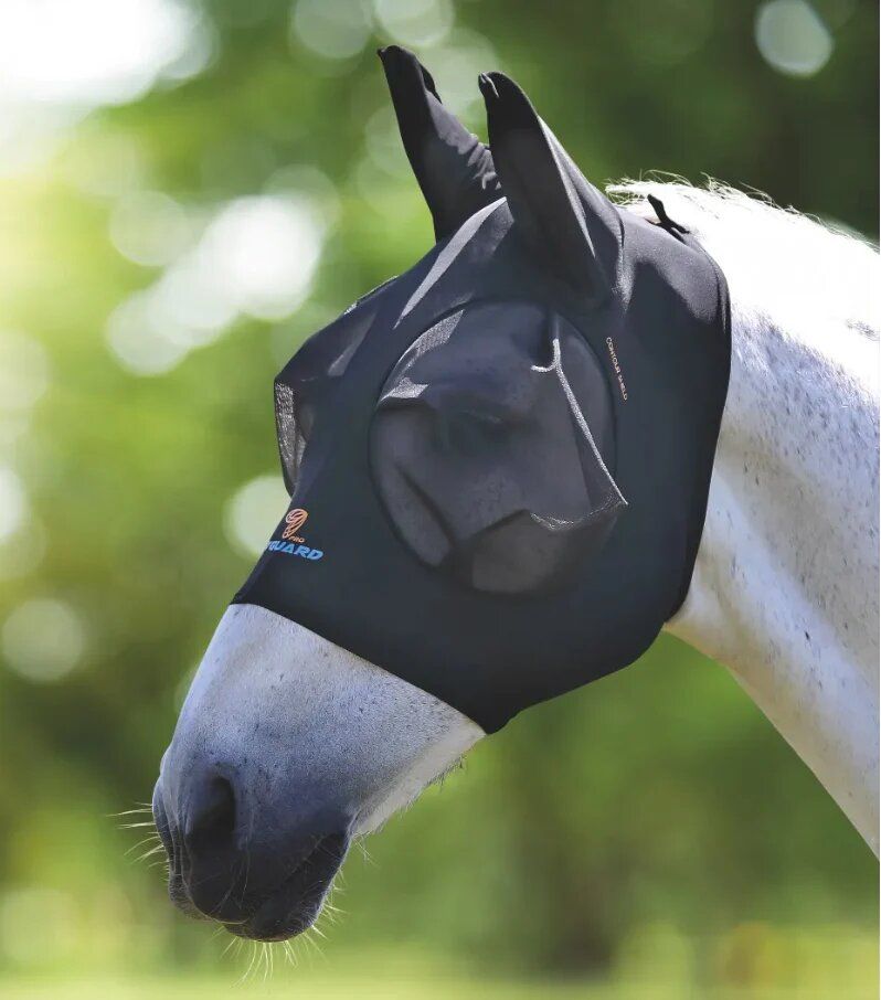SHIRES EQUESTRIAN - FlyGuard Pro Stretch Fly Mask, Color: Noir, Size: Full