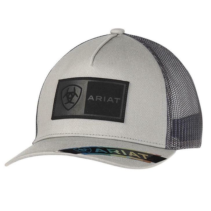 ARIAT - Rectangle Patch Snapback Cap, Color: Gris