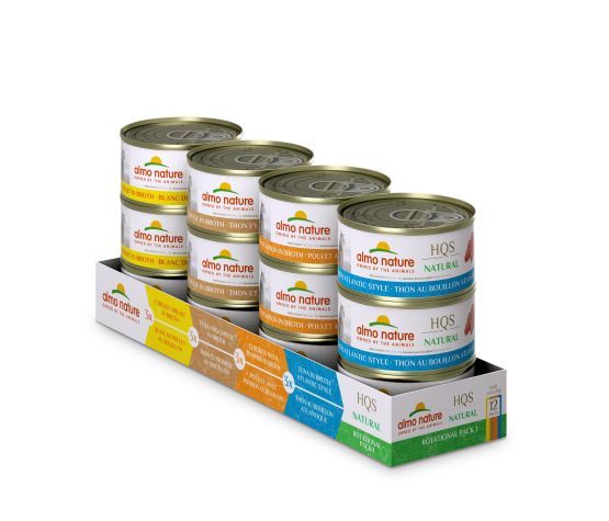 ALMO NATURE - HQS Natural Pack - Rotation Pack (4 flavors), Flavor: Poulet/Thon Atlantique (#1), Format: 12x70g