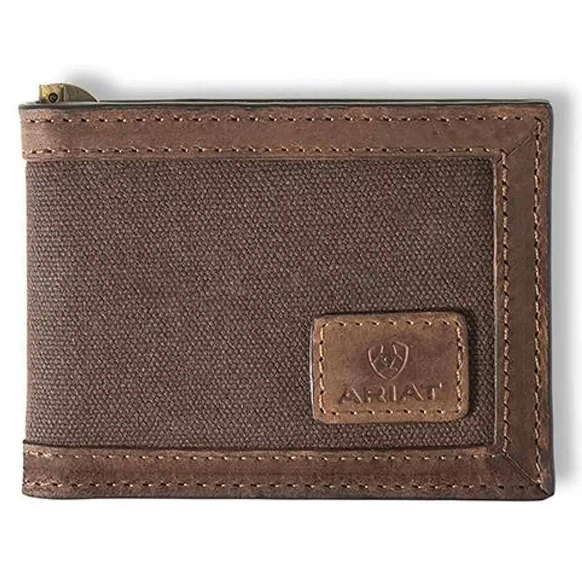 ARIAT - Brown Canvas Logo Wallet, Type: Bi-Fold
