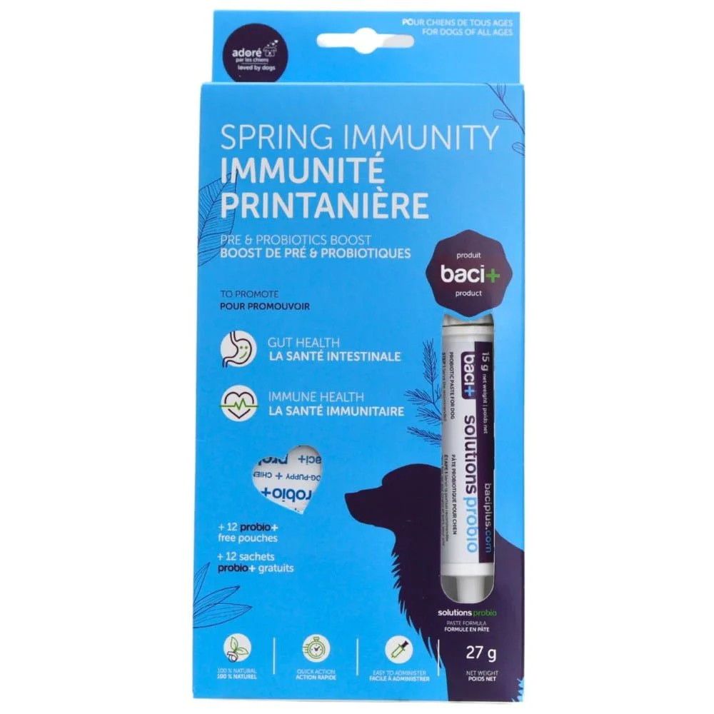 BACI+ - Boost Pre &amp; Probiotic Spring Immunity Kit for Dogs, Format: 12 Sachets &amp; Seringue 15g
