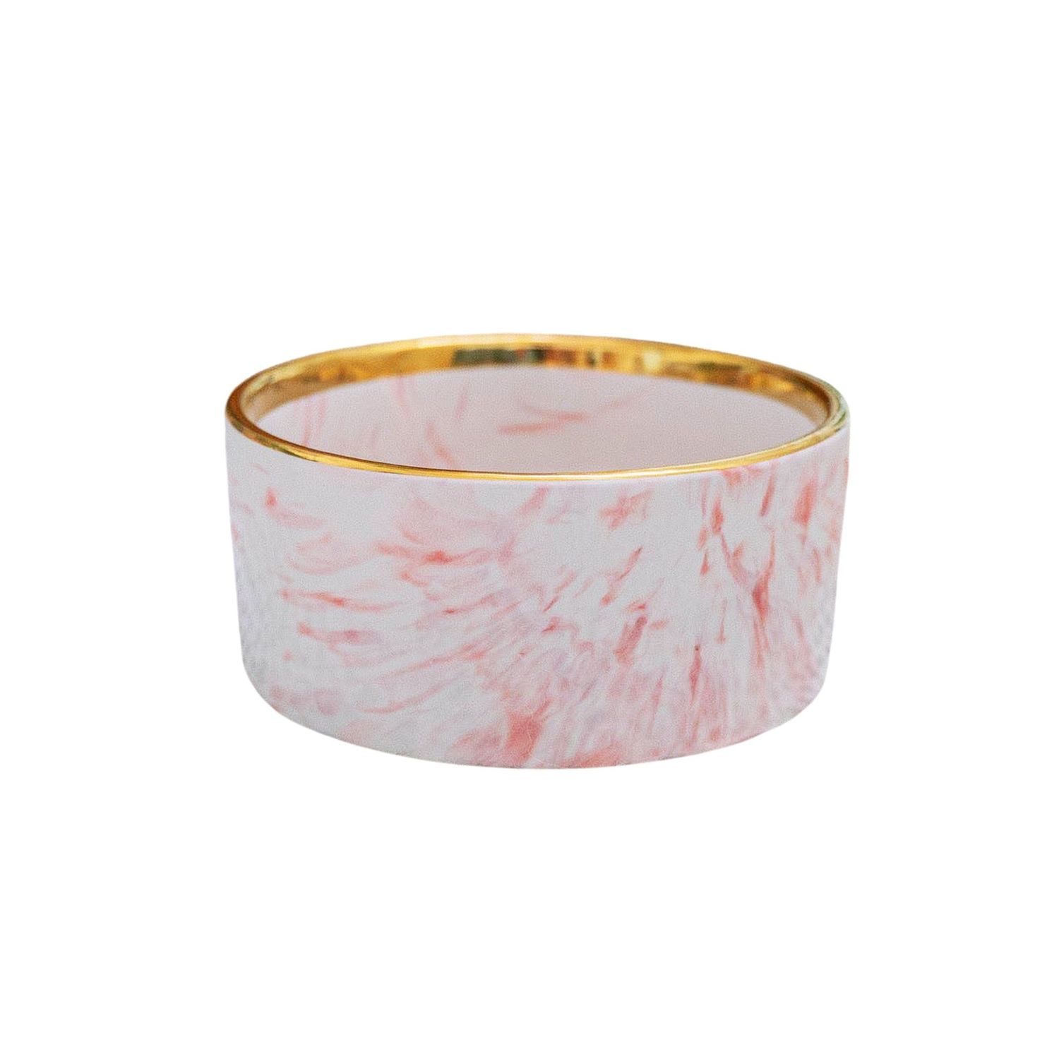 DEXYPAWS - Marble Dog Bowl with Gold Accent, Color: Rose, Size: 15oz