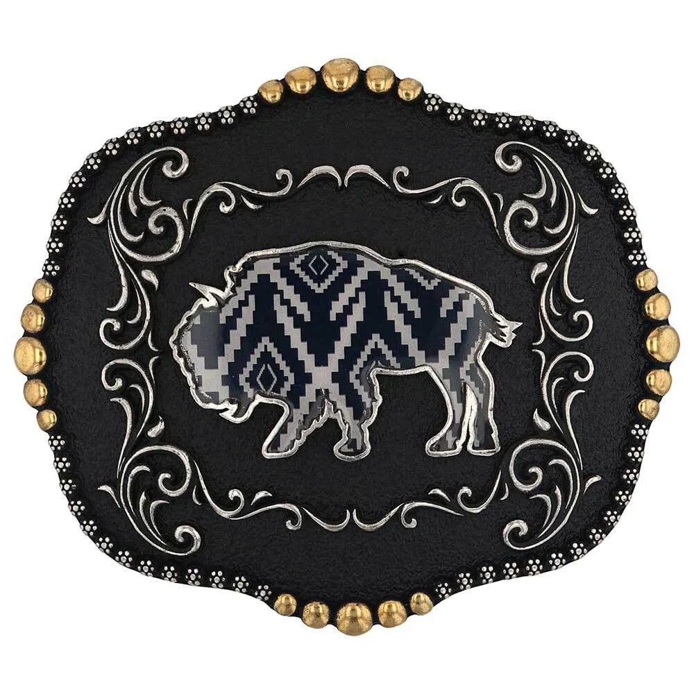 MONTANA SILVERSMITHS - Midnight Buffalo Attitude Buckle, Color: Noir