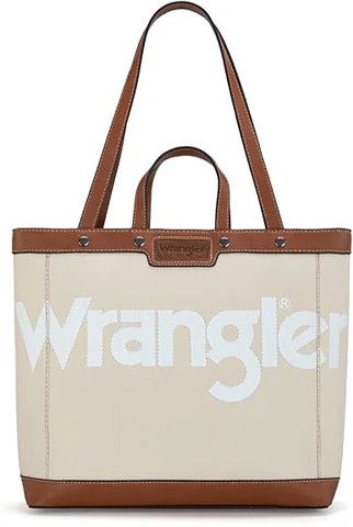 WRANGLER - Canvas Top Handle Tote / Shoulder Bag Tan, Format: 16&quot; x 5&quot; x 12&quot;