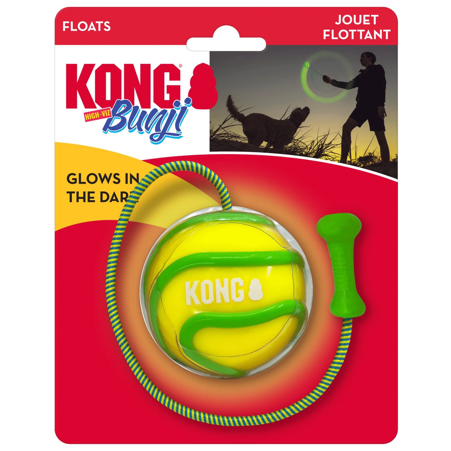 KONG - Bunji High-Viz Ball Dog Toy, Size: Medium (15&#39;&#39;)