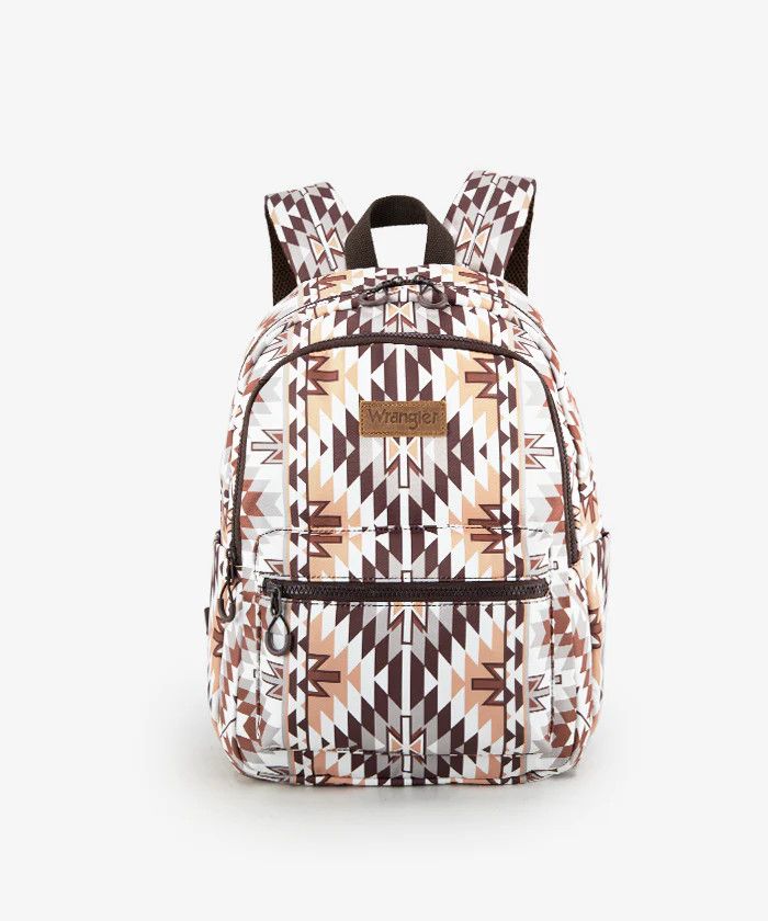 WRANGLER - Aztec Printed Diaper Bag Brown Backpack, Format: 14.5&quot; x 6&quot; x 16&quot;