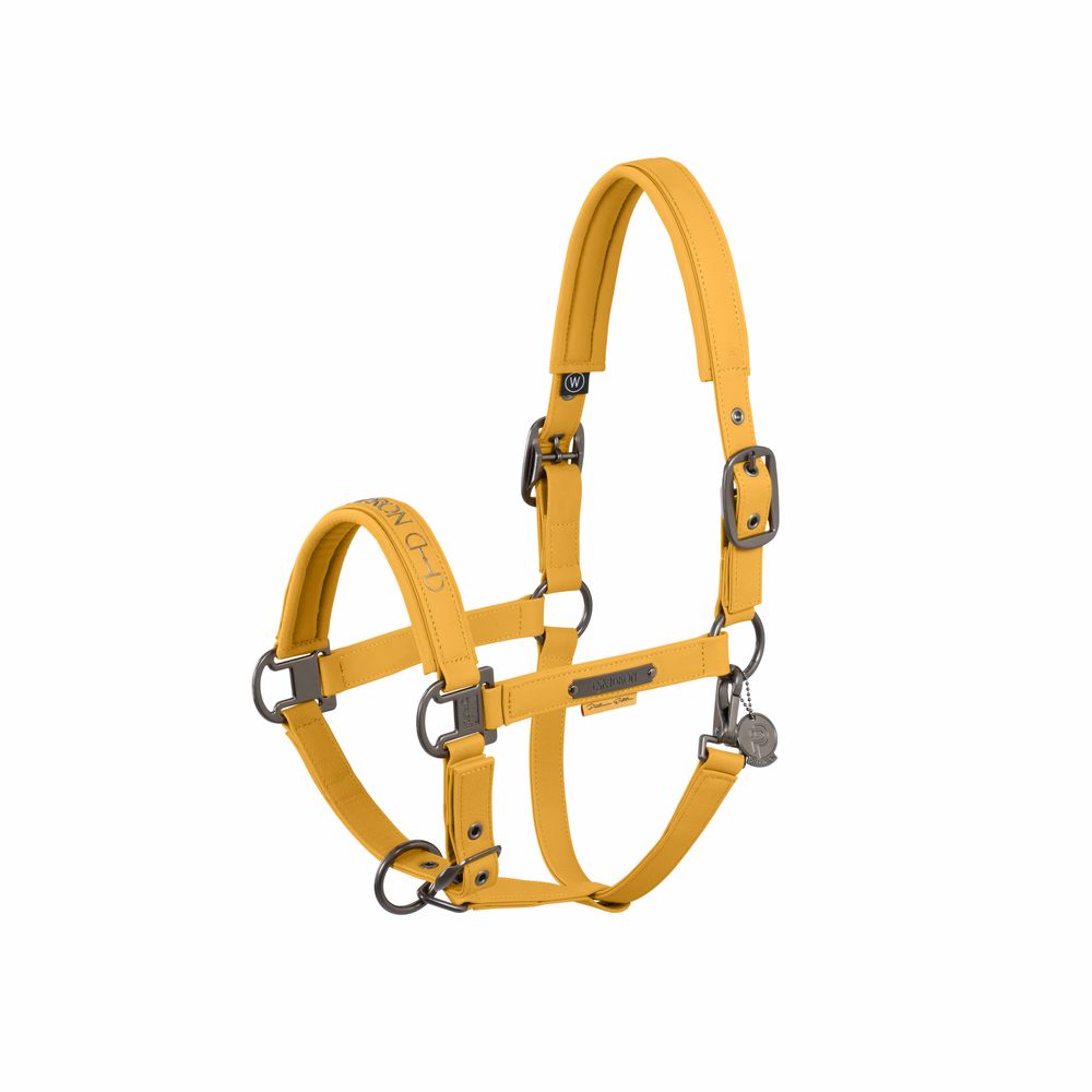 ESKADRON - Headcollar Faux Leather Double Pin Golden Yellow, Size: Full