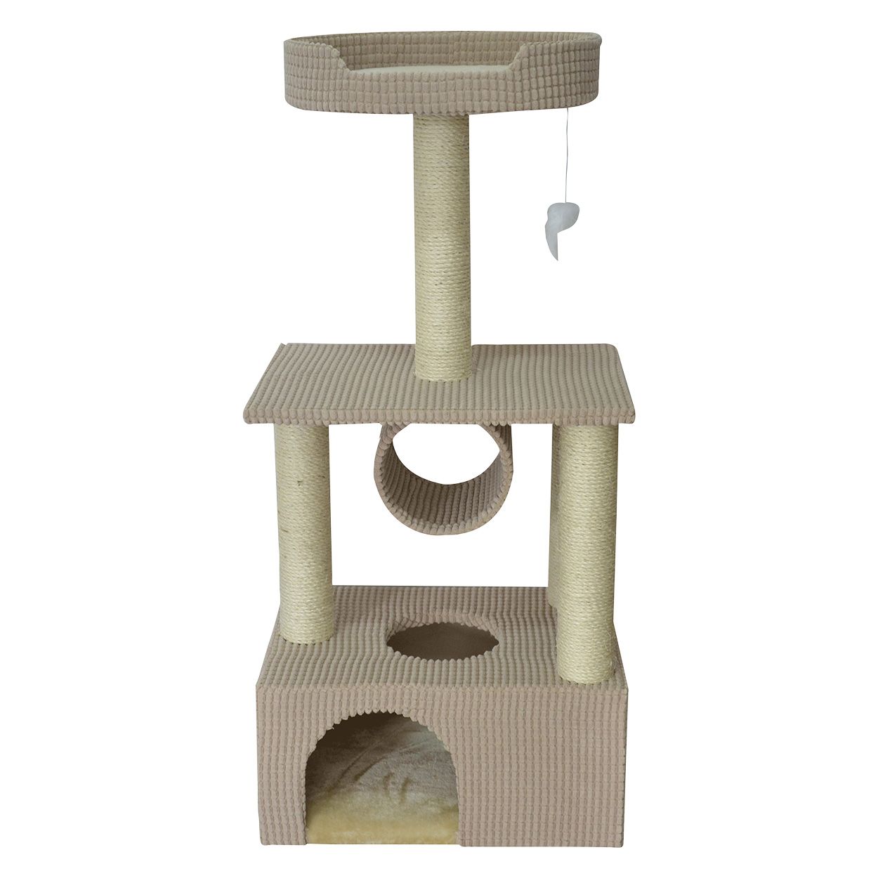 ANIMAL TREASURE - Scratcher Condo 42'' Cat Tree, Colour: Beige