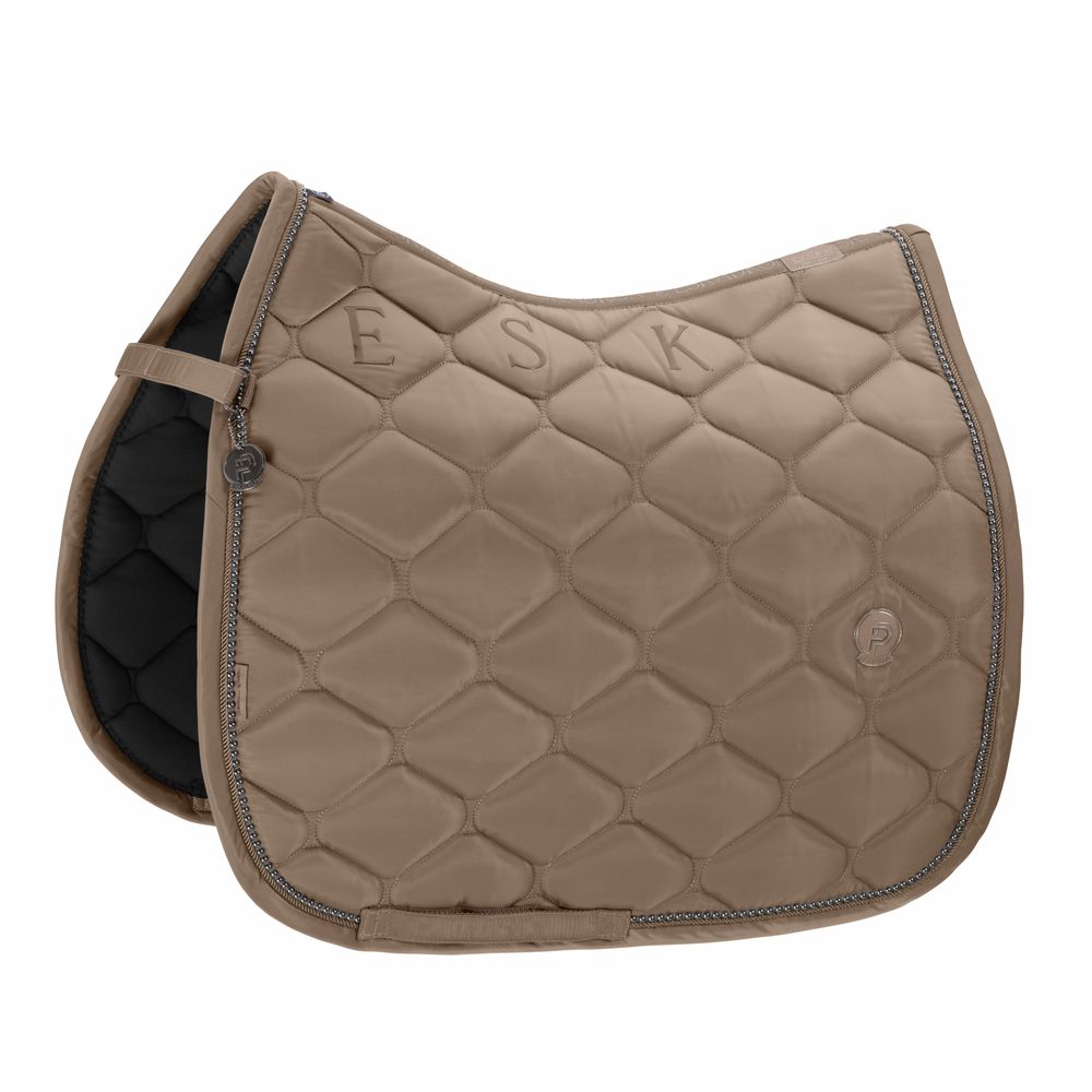 ESKADRON - Saddle Pad Highgloss Pearls Platinum Dressage Smoky Taupe, Size: Full