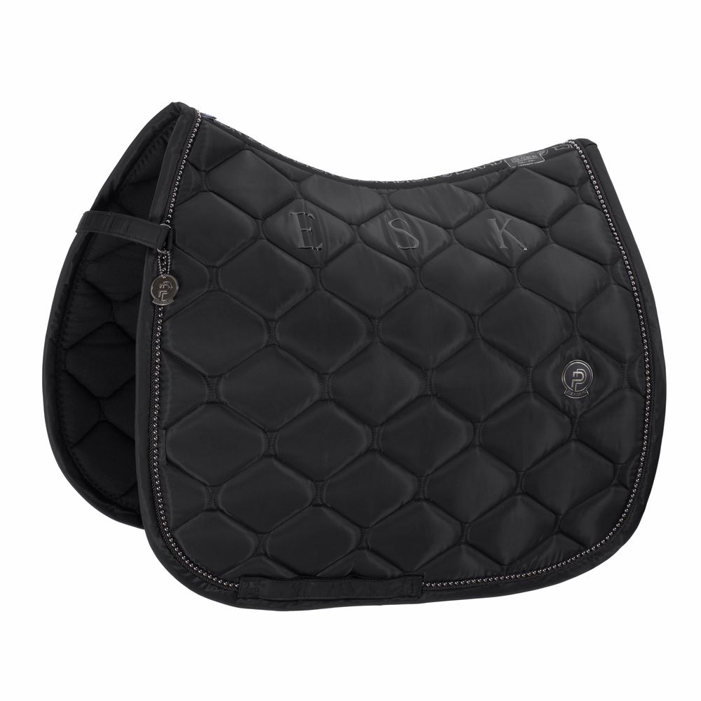 ESKADRON - Saddle Pad Highgloss Pearls Platinum Dressage Black, Size: Full