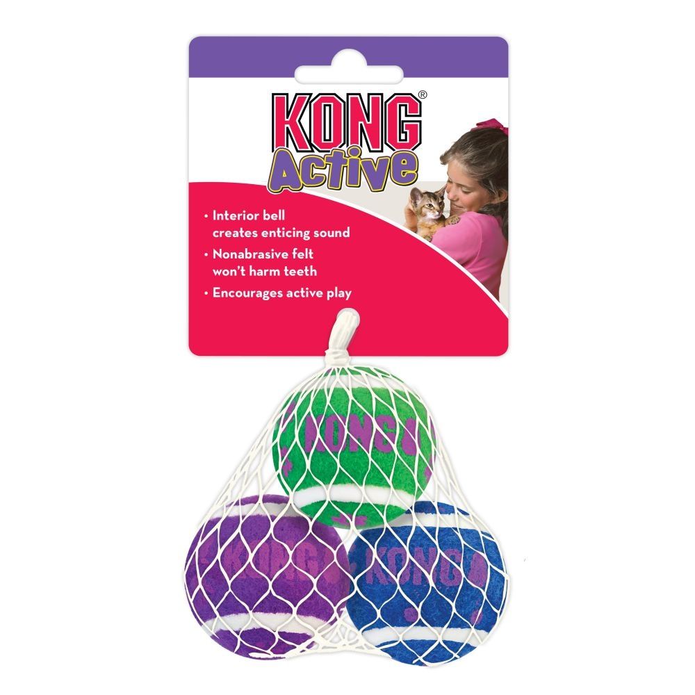 KONG - Cat Active Tennis Balls w/Bells, Size: 3 Pack