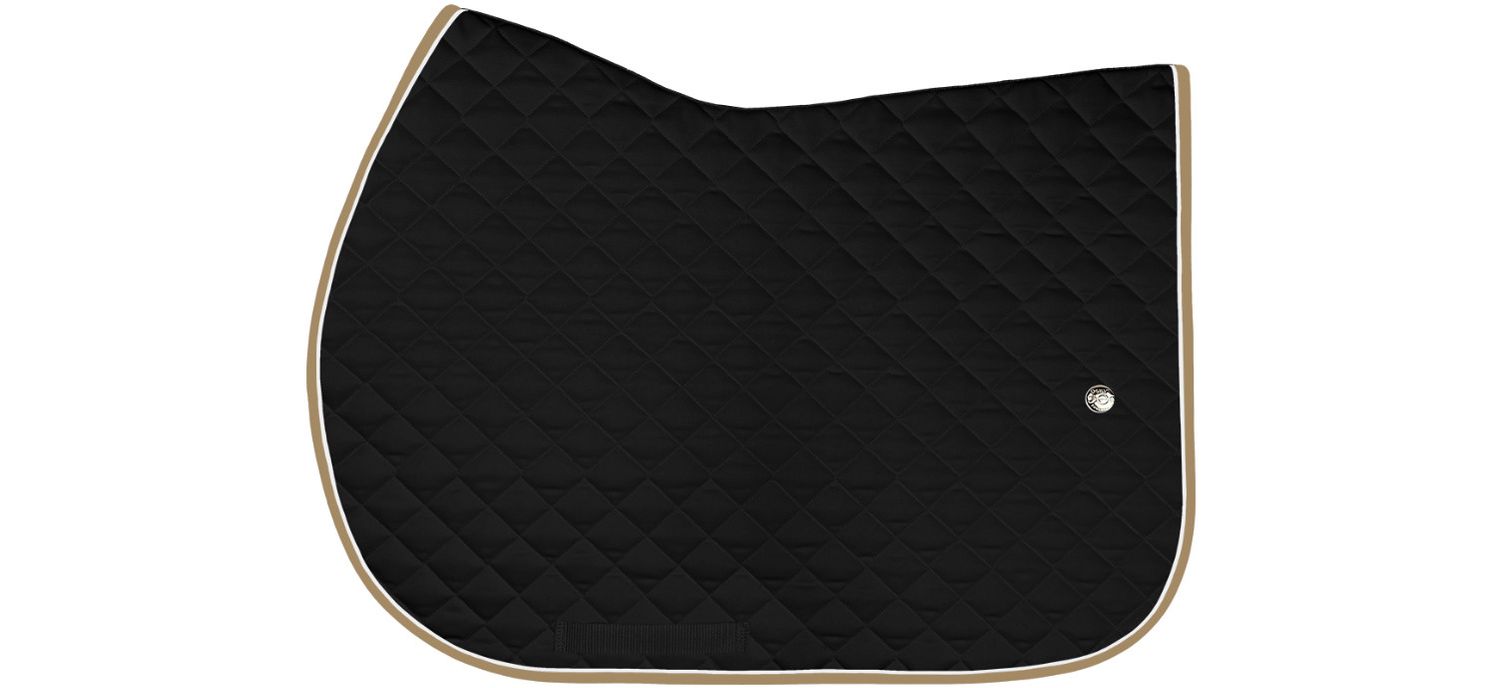 OGILVY EQUESTRIAN - Black - White - Tan Jumper Profile Pad, Piping: Blanc, Binding: Tan