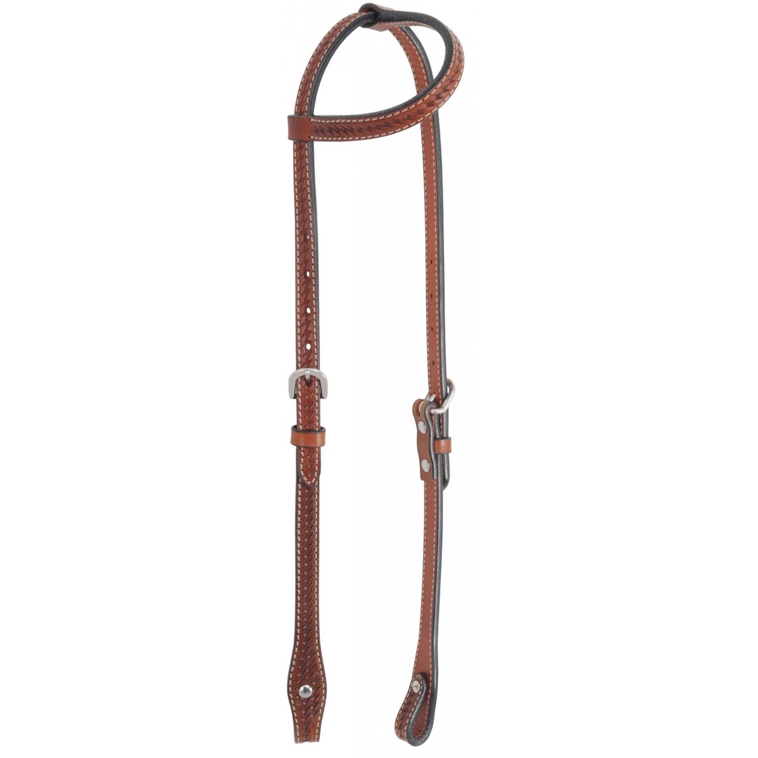 WESTERN RAWHIDE - Country Legend Basketweave One Ear Headstall, Colour: Chestnut