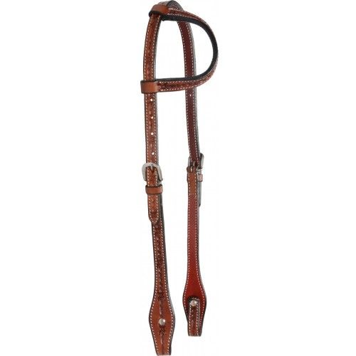 COUNTRY LEGEND - Kit western &#39;&#39; Fil barbelé &#39;&#39; en cuir, Type: Bride à oreille Chesnut (54)