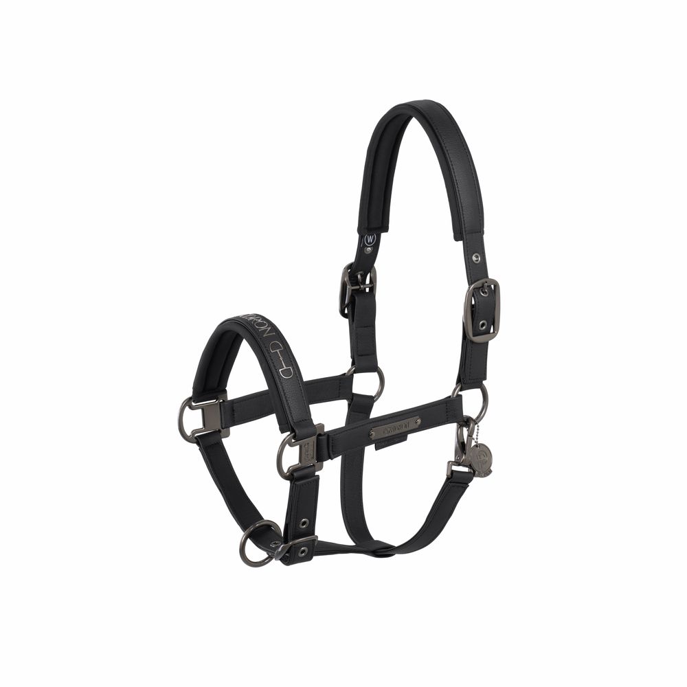ESKADRON - Headcollar Faux Leather Double Pin Black, Size: Cob