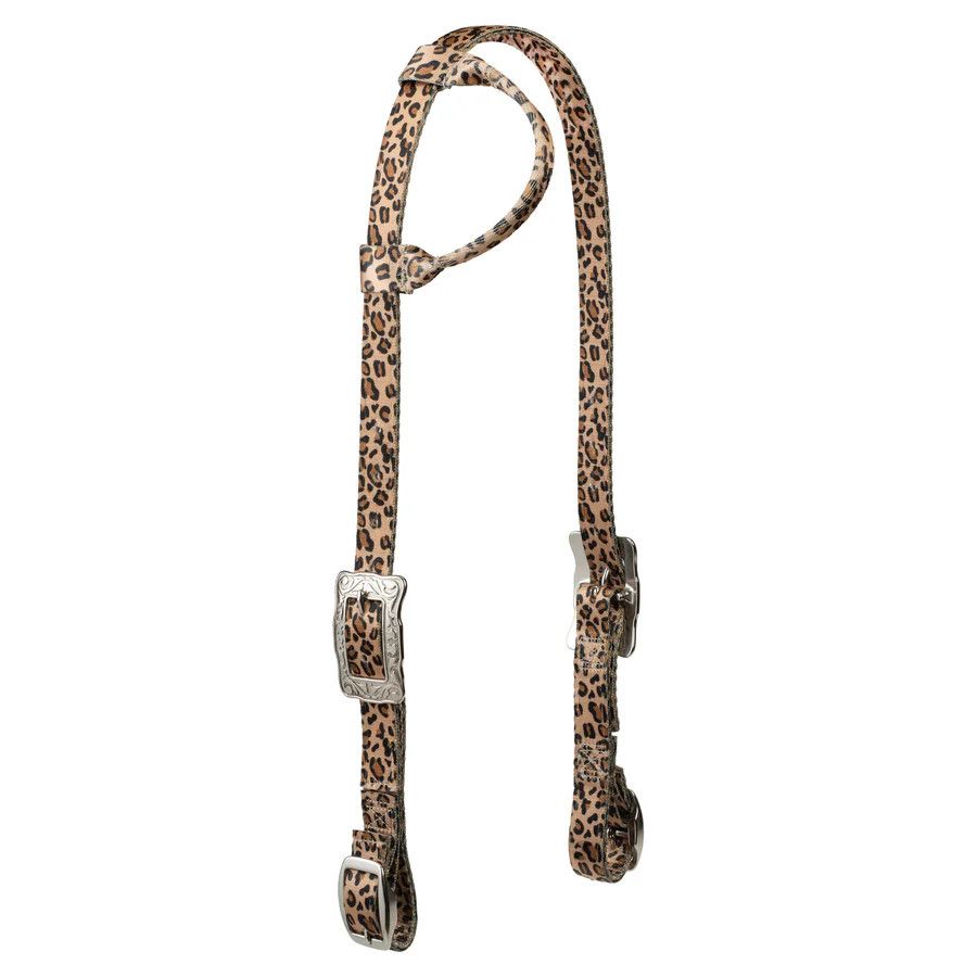 WEAVER - Sliding Ear Patterned Poly Headstall, Color: Leopard