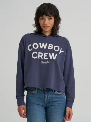 WRANGLER - Graphic Cropped Odyssey Gray Relaxed Hoodie