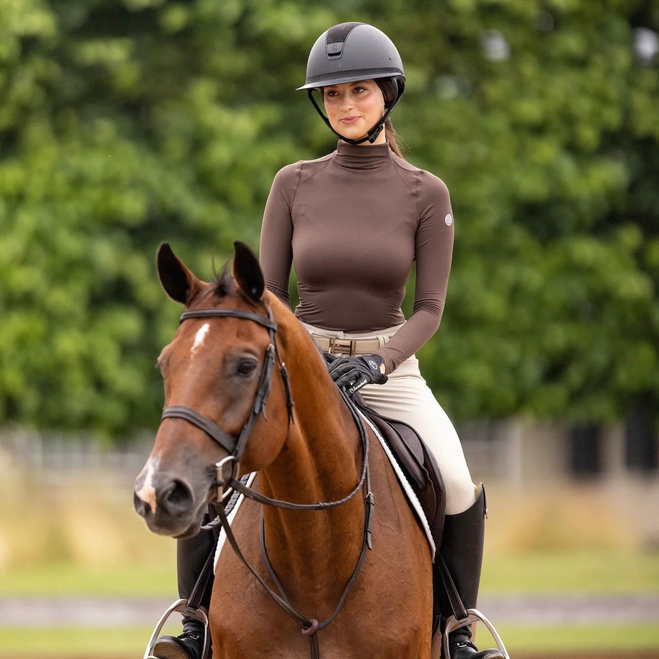 TKEQ - Shirt Technical Chloe Long Sleeve High Collar Brown