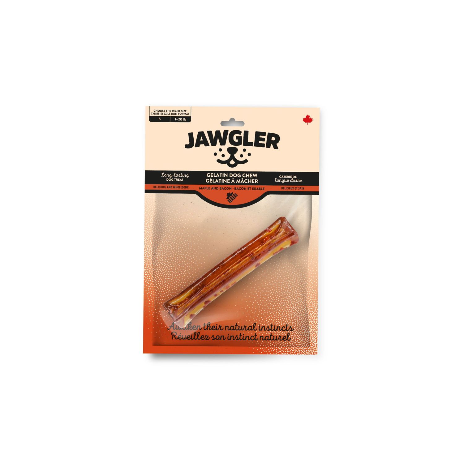 JAWGLER - Maple &amp; Bacon Gelatin Dog Chew, Size: Small