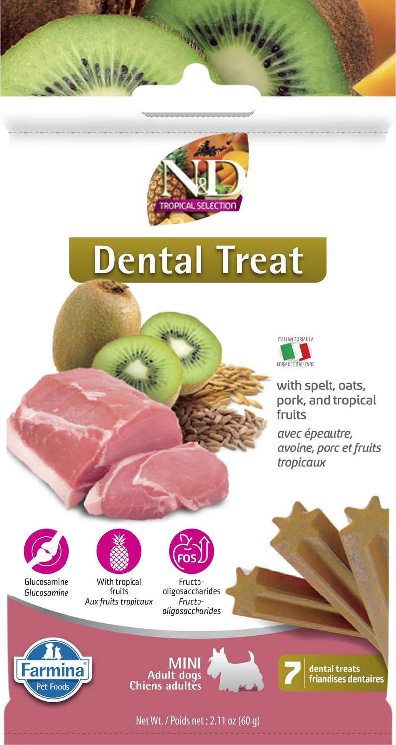 FARMINA - Tropical Selection N&amp;D Dental Treat w/ Pork &amp; Oats, Type: Mini &amp; Small Breed, Size: 60g