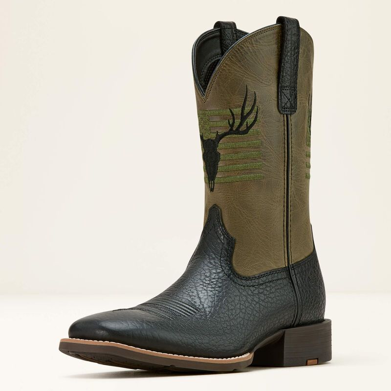 ARIAT - Black Adobe Sport Antlers Cowboy Boot