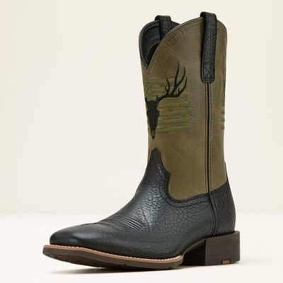 ARIAT - Black Adobe Sport Antlers Cowboy Boot