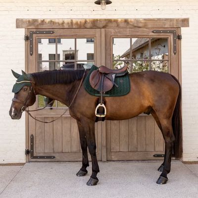 KENTUCKY HORSEWEAR - Saddle Pad Jumper Velvet Mini Pearls Pine Green