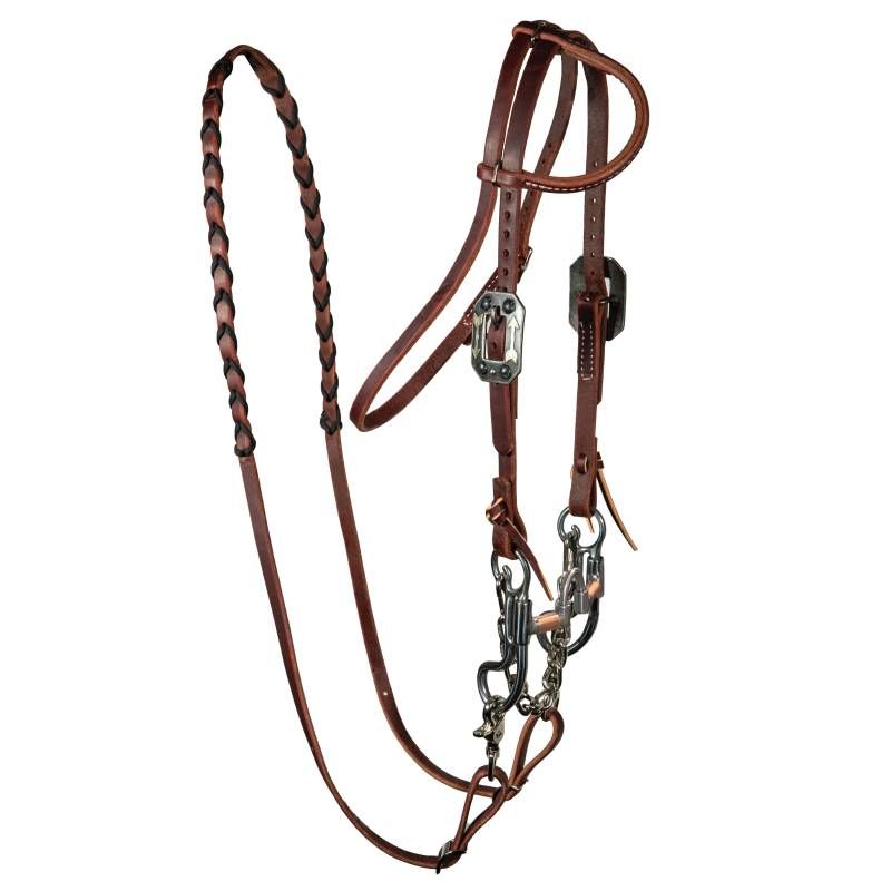 PROFESSIONAL&#39;S CHOICE - Western Pony Leather Bridle Set, Colour: Black &amp; Brown