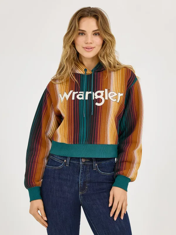 WRANGLER - Retro Striped Serape Cropped Hoodie